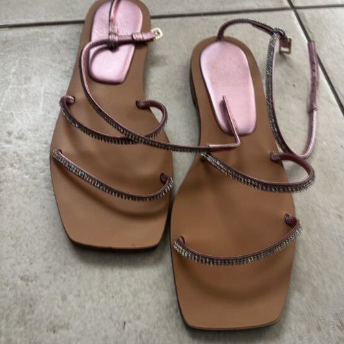 Utopia sandals pink size 38 with rhinestones leather like new