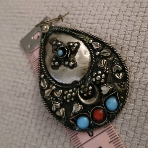 Boho large dangling earrings like new, multicolored and silver
