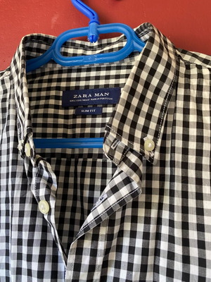 Αντρικό πουκάμισο Zara Men Large Slim Fit ασπρόμαυρο σαν καινούργιο