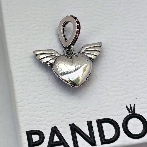 Pandora Charm Pink Heart with Angel Wings S925 ALE new