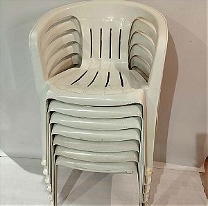 Σετ 7 πλαστικές καρέκλες εξωτερικού χώρου 73x58x40