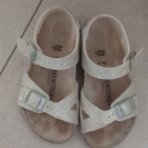 Birkenstock sandals size 26, silver