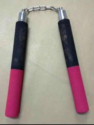 Nuntsaku Dragon training nunchaku used, black and red with chain 30 cm
