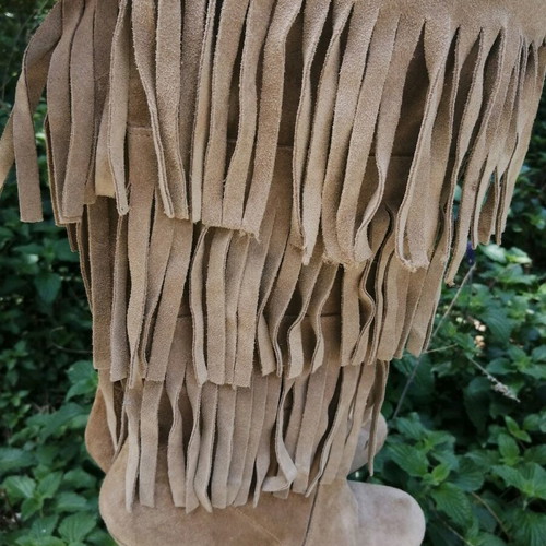 Beige boots made of genuine suede leather, like new