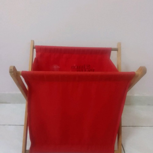 Shiro Petto fabric storage basket used, red, wooden foldable frame