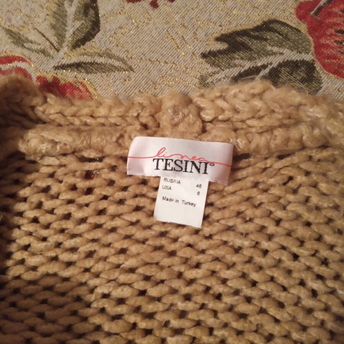 Tesini knitted cardigan used, beige, 3/4 sleeve size M