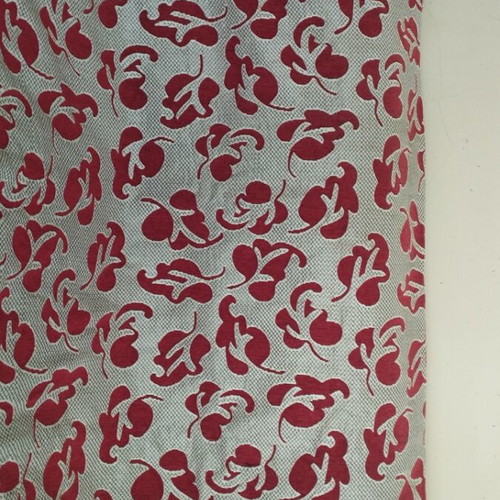 Sofa cover for four-seater like new, red with gray and white leaves