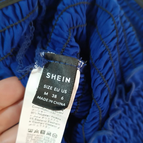 Shein blue set skirt and crop top with chiffon sleeves, like new