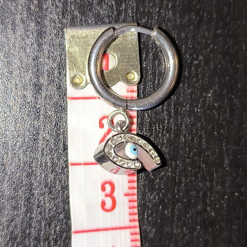 Stainless Steel Hoop Earrings with Hanging Evil Eye and Zirconia