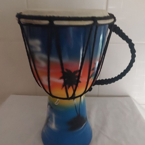 Wooden painted doumbek used