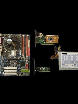 Computer components used: motherboard, CPU, graphics card, modem, power supply