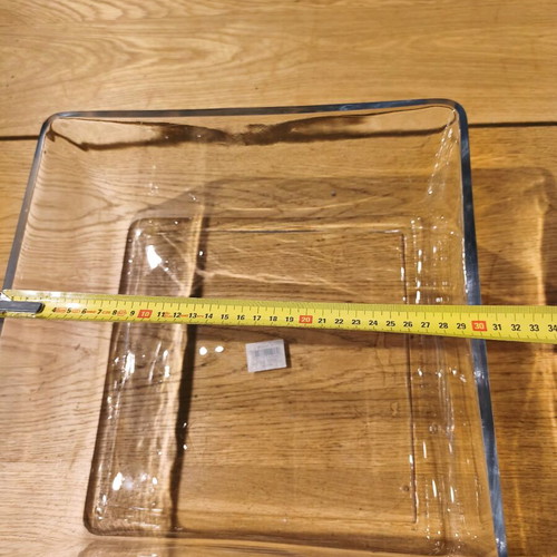 XL butlers low square glass vase like new