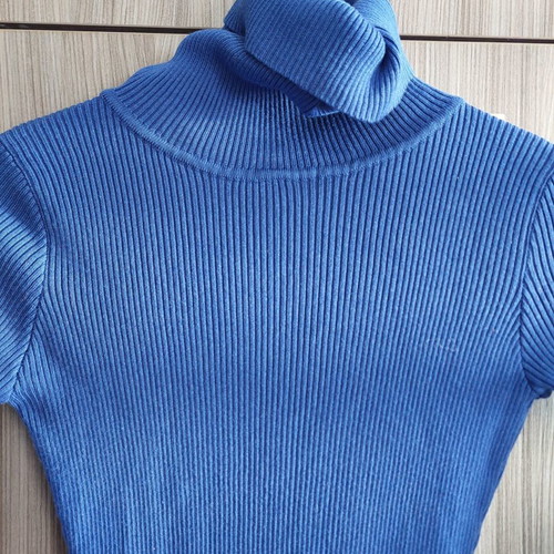 Cherry Koko midi rib dress used blue with turtleneck