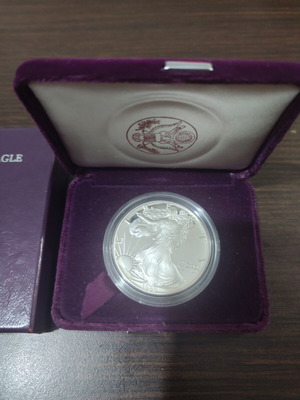 1988 Proof American Silver Eagle Dollar $1 νόμισμα σαν καινούργιο με κουτί και COA