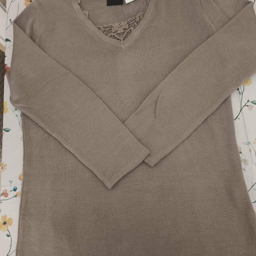 Women's blouse used, beige/brown, cotton, size XL-XXL