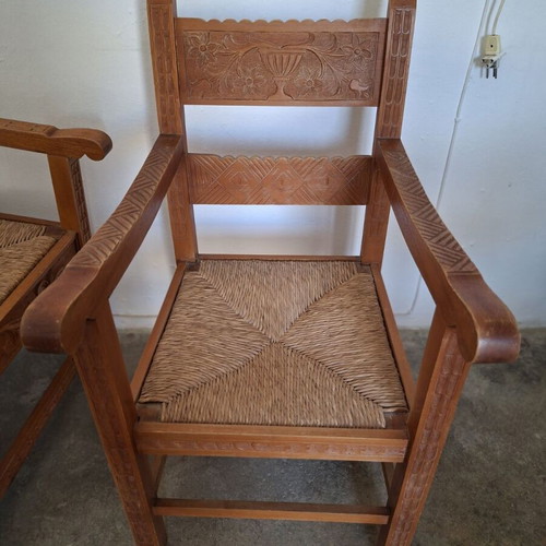 Wooden handmade carved seating set like new