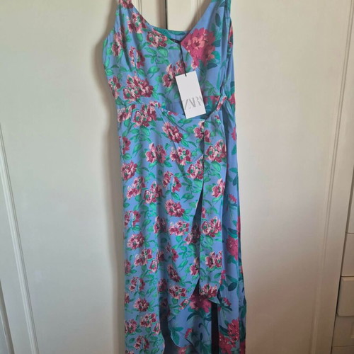 Zara floral dress L new with tag, blue multicolor