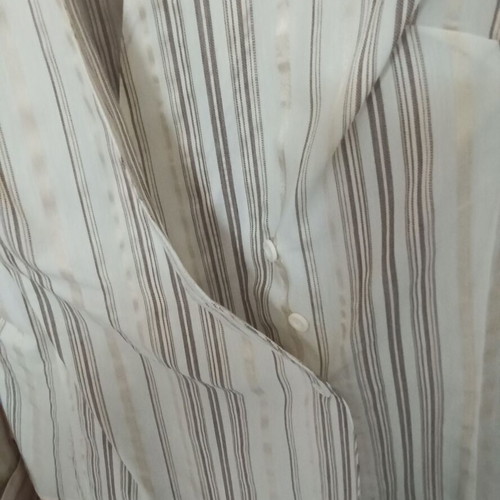 Laura Scott striped wrap shirt white beige new
