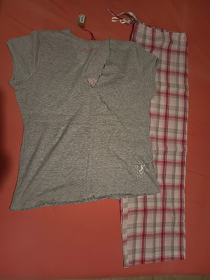 Women's summer cotton pyjamas set new, grey and pink