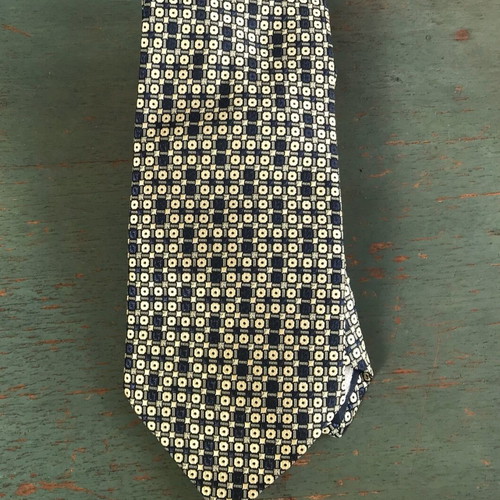 Bonaparte silk tie used, blue and gold tones