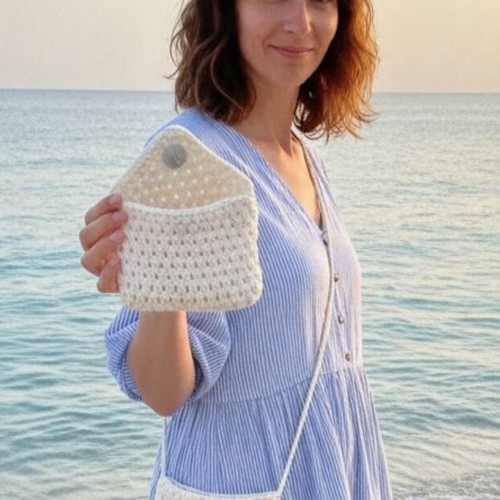 Summer set crochet shoulder bag and white pouch new