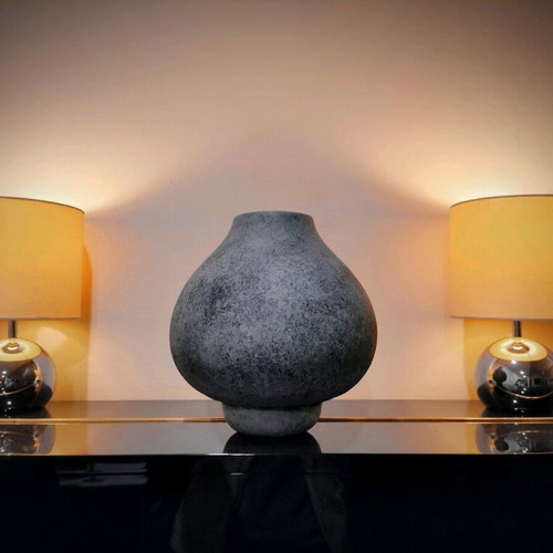 Handmade modern vase with sandy texture in gray shades new