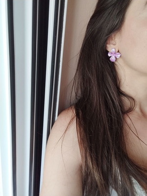 Earrings purple flowers new