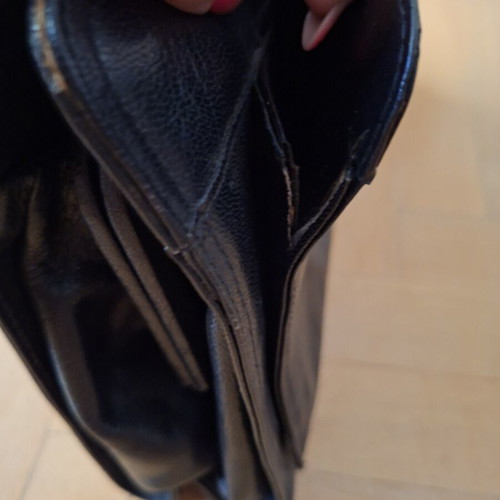 Vintage black leather handbag used, genuine calfskin