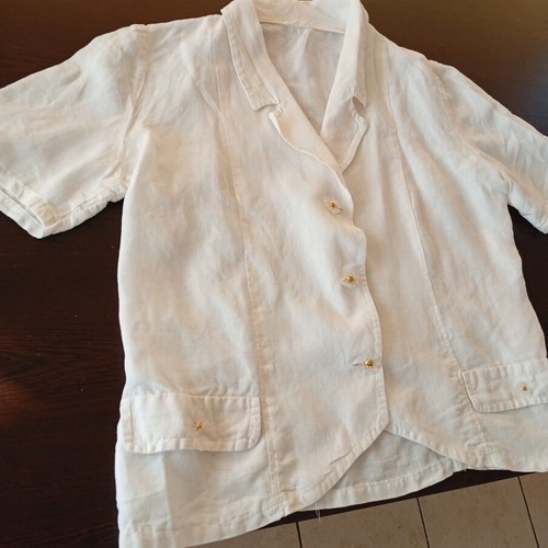 Linen jacket white hand made XL like new