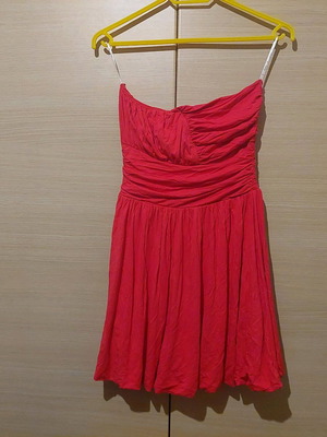 Lynne vintage coral strapless dress short like new, Small/Medium
