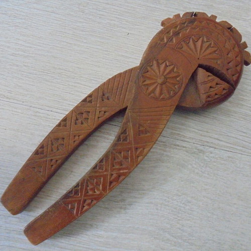 Wooden Nutcracker with Hand-Carved Ethno Ornaments used