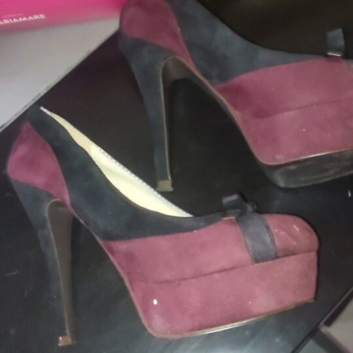 High Heel Suede Pumps Size 40 Bordeaux Black Like New