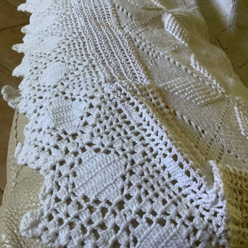 Handmade crocheted blanket, cotton yarn, 200x223 cm