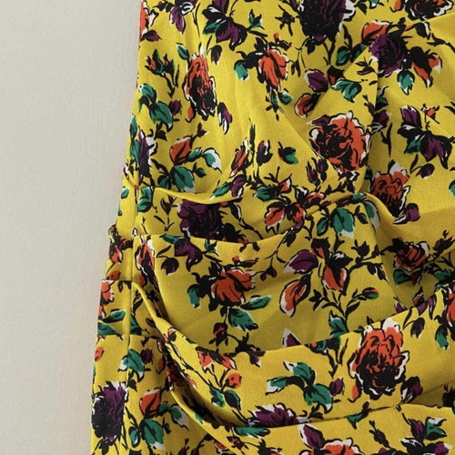 Zara yellow floral mini skirt medium with rhinestones used