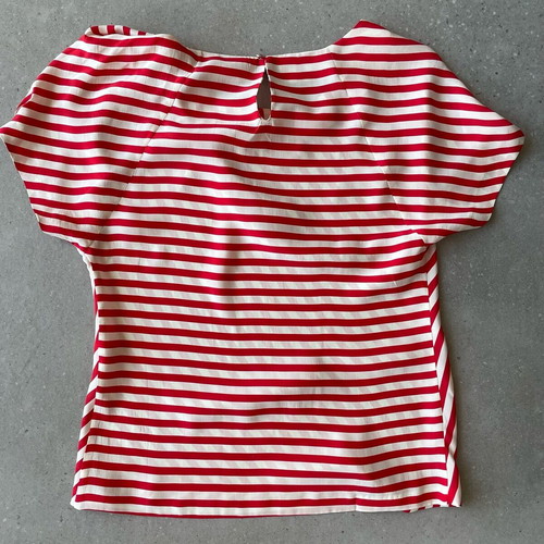 Women's silk short-sleeve blouse Zara like new, beige and red