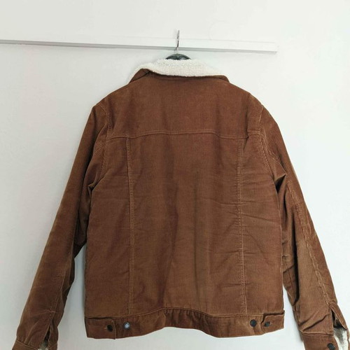 Men's brown corduroy jacket with fleece sheep fur like new, size XL