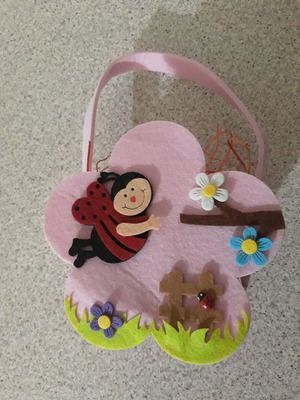 Easter basket used, made of felt