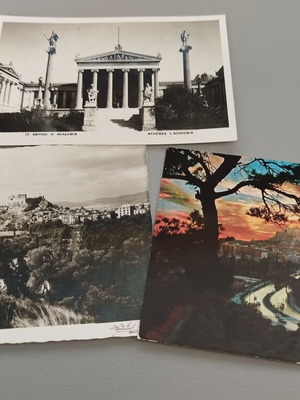 Collectible set of 3 Athens postcards vintage '50s like new