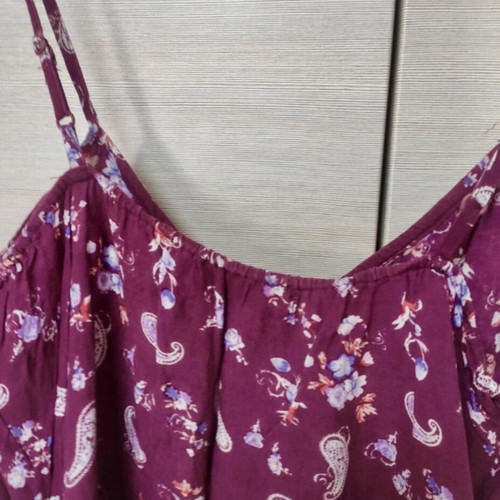 Bershka Cami Spaghetti Shirt cotton print top like new, magenta burgundy