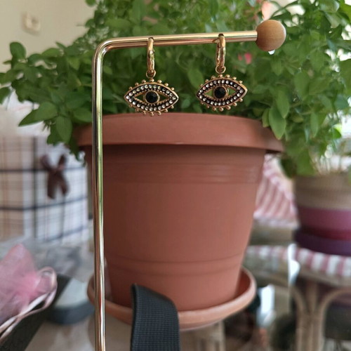 Stainless Steel Earrings new, black and gold