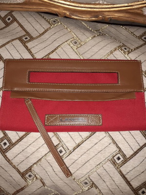 Lancel handbag like new, red and brown, fabric and leather