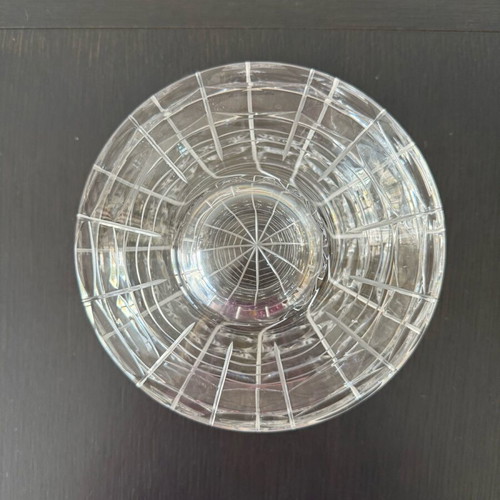 Crystal container with lid like new with embossed pattern