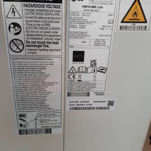 LG HM161MR U34 heat pump A+++/A++ new with warranty