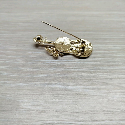 Viola brooch new, gold tone with enamel and zircon