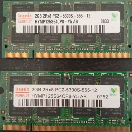 Hynix RAM 2x2GB PC2-5300S for laptop used