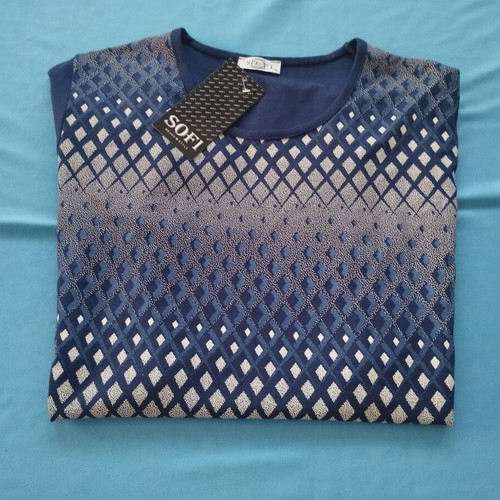 Sofi Blue Geometric Blouse XL new with tags