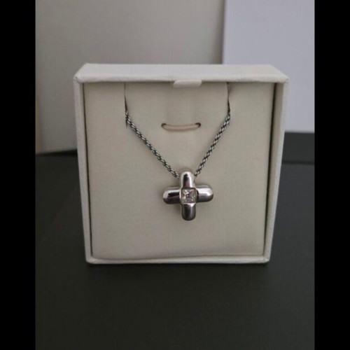 Swarovski vintage reversible cross pendant necklace, silver