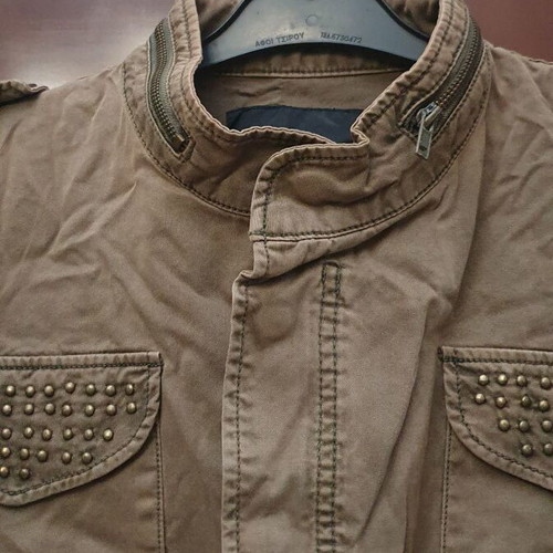 Zara jacket with studs, khaki green, size L