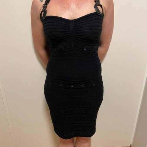 Just Angels vintage black bodycon midi dress S/M