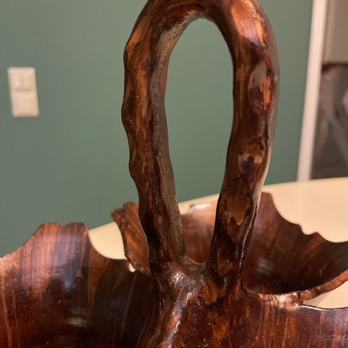 Ceramic decorative dish for treats like new with wood-look glaze